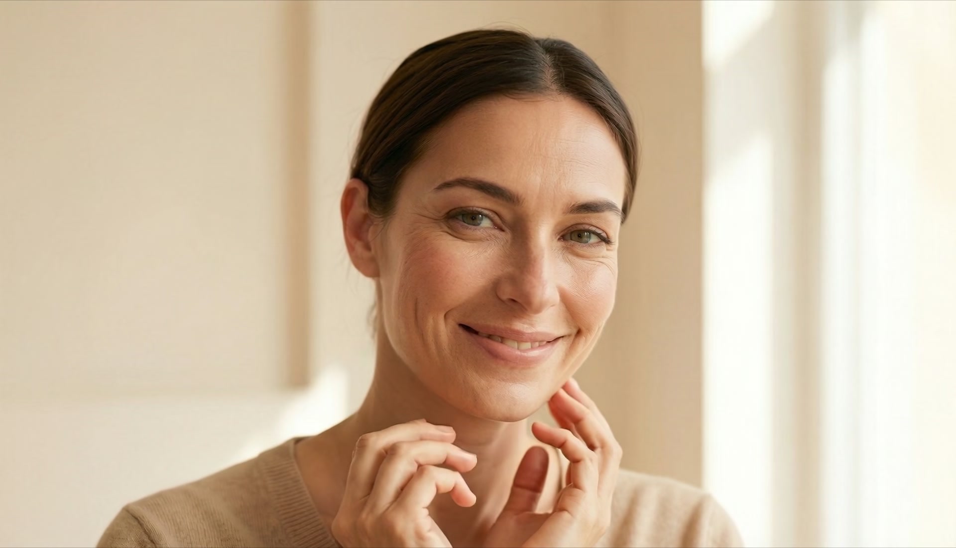Smiling adult woman — teeth correction in Zurich